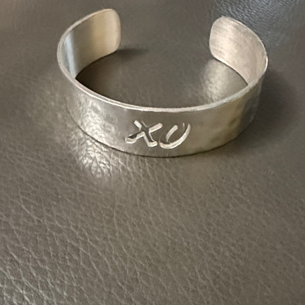 Rustic Cuff Silver-Tone "XO" Engraved Open Cuff Bracelet
